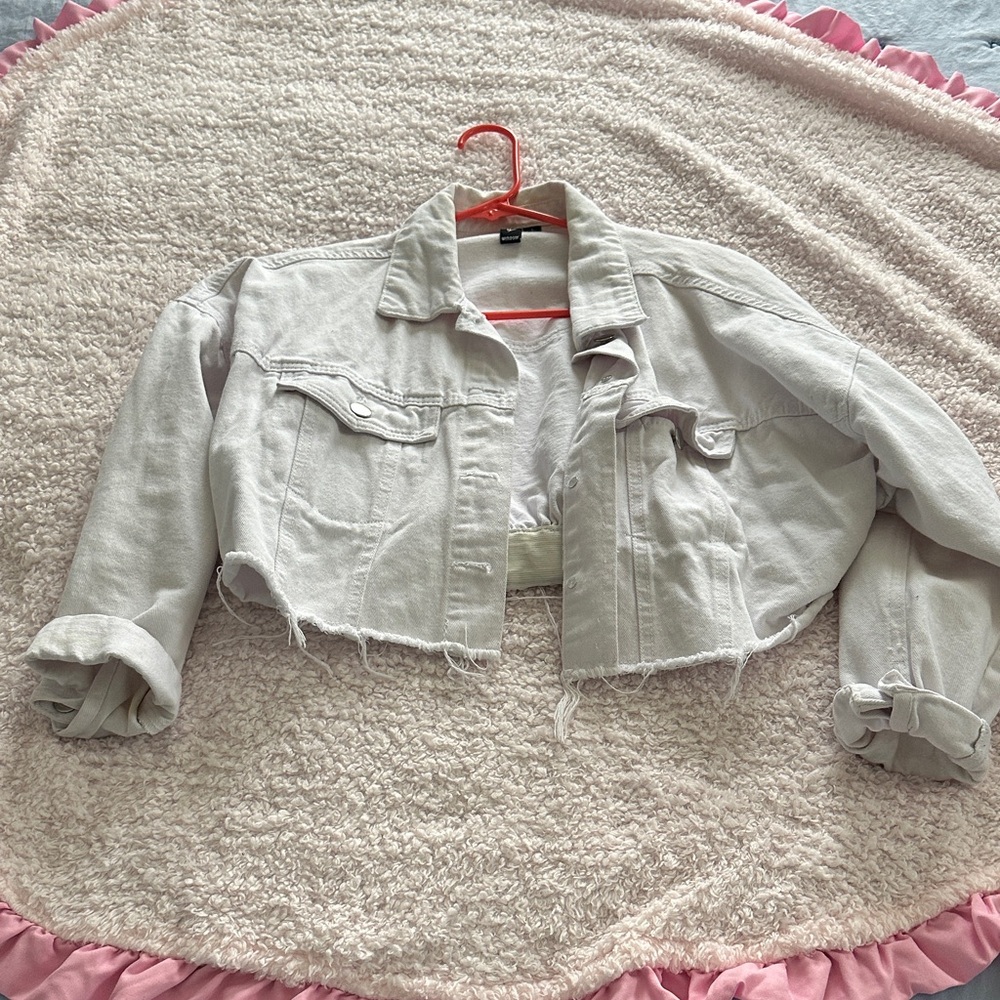 Windsor Cropped Light Gray Denim Jacket